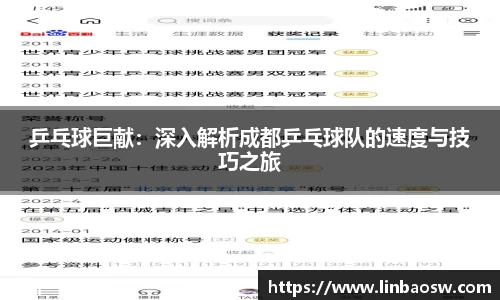 乒乓球巨献：深入解析成都乒乓球队的速度与技巧之旅