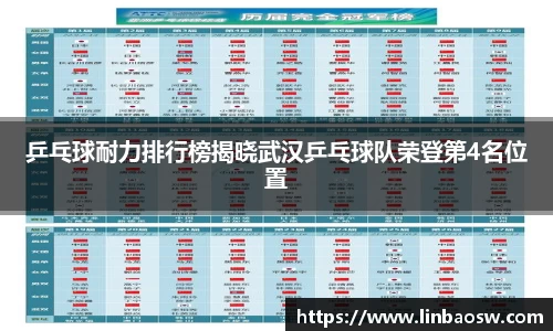 乒乓球耐力排行榜揭晓武汉乒乓球队荣登第4名位置