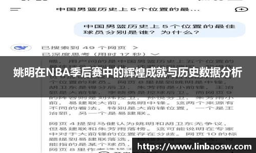 姚明在NBA季后赛中的辉煌成就与历史数据分析