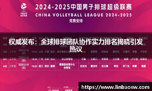 权威发布：全球排球团队协作实力排名揭晓引发热议
